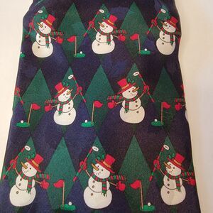 Hallmark Holiday Traditions Tie Golf Snowmen Navy Blue All Silk